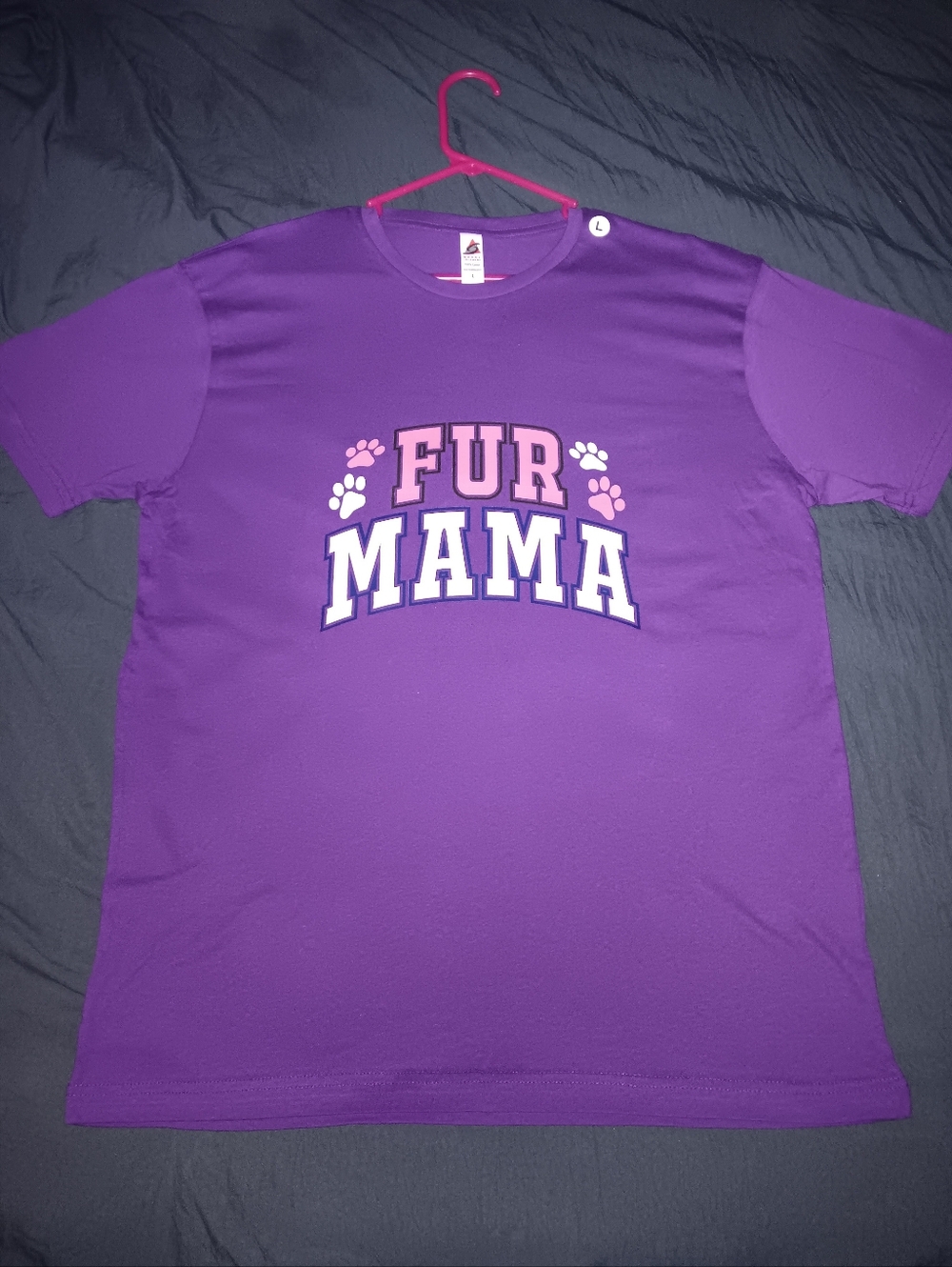 Purple "FUR MAMA" Graphic Womans Large